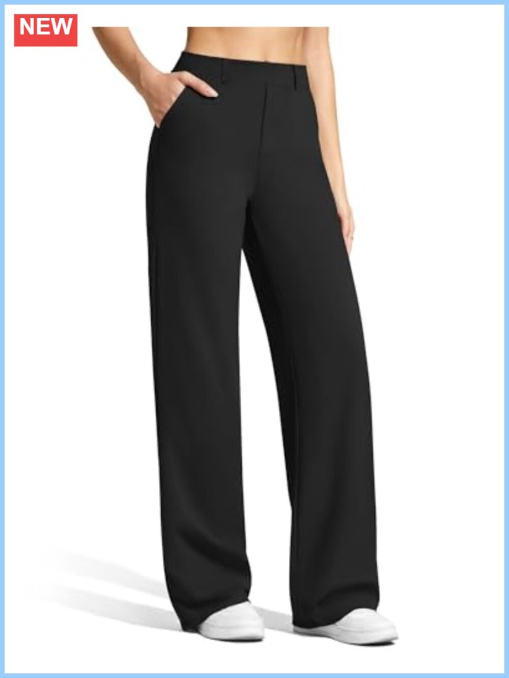 Wide Leg Dress Pants with Pockets Belt Loops Stretch